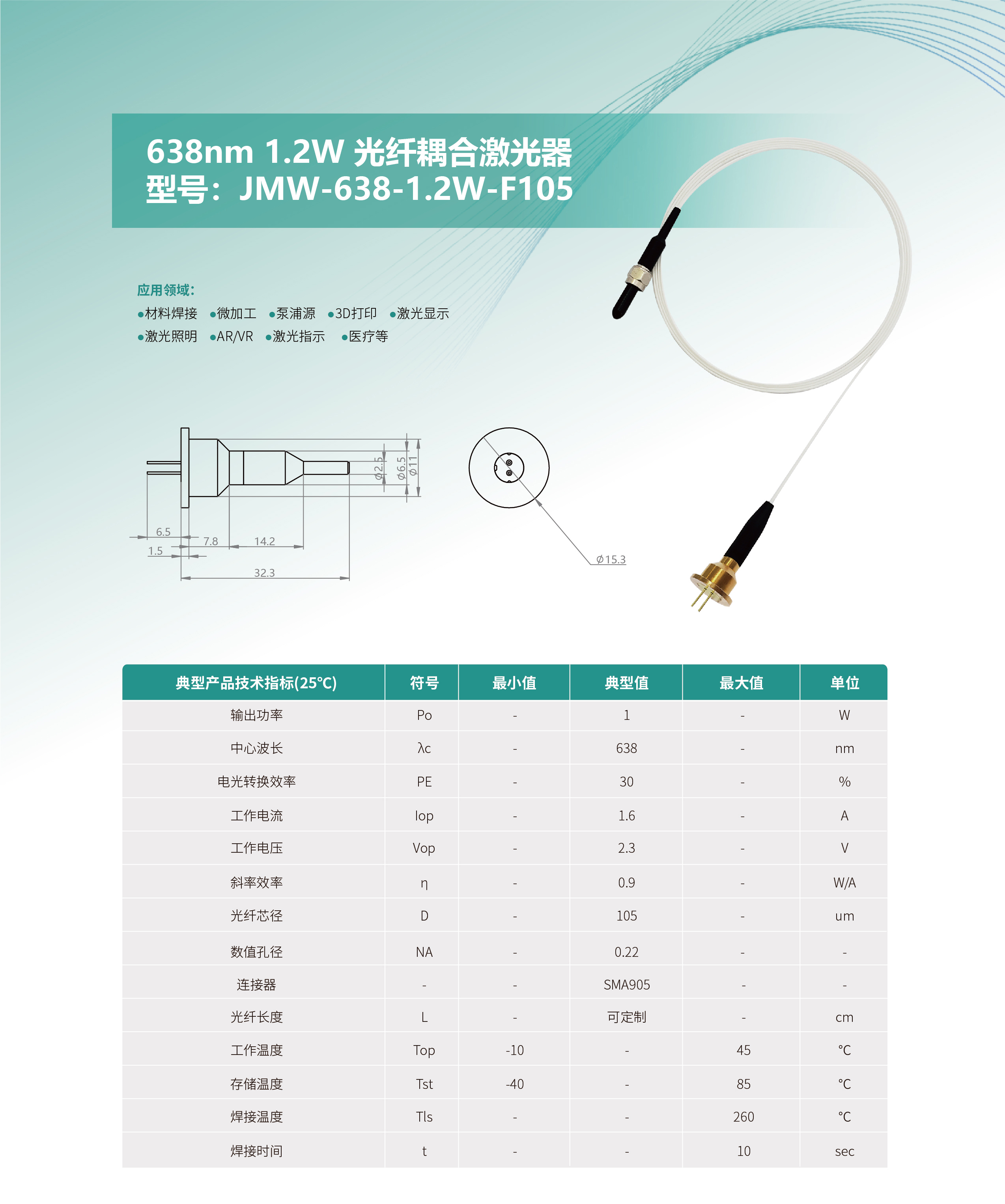 638nm 1.2W 光纖耦合激光器 JMW-638-1.2W-F105 網(wǎng)站